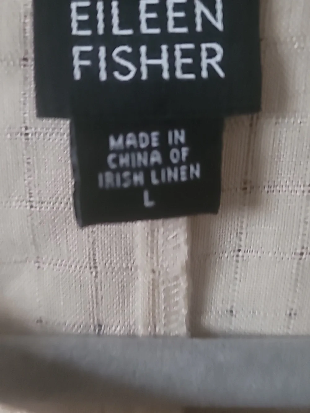 Eileen Fisher Cream Button-Front Irish Linen Lagenlook Top L - Picture 3 of 11